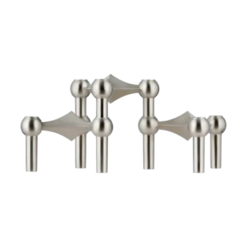 STOFF Nagel lysestake 3-pakning - Børstet krom - STOFF Nagel