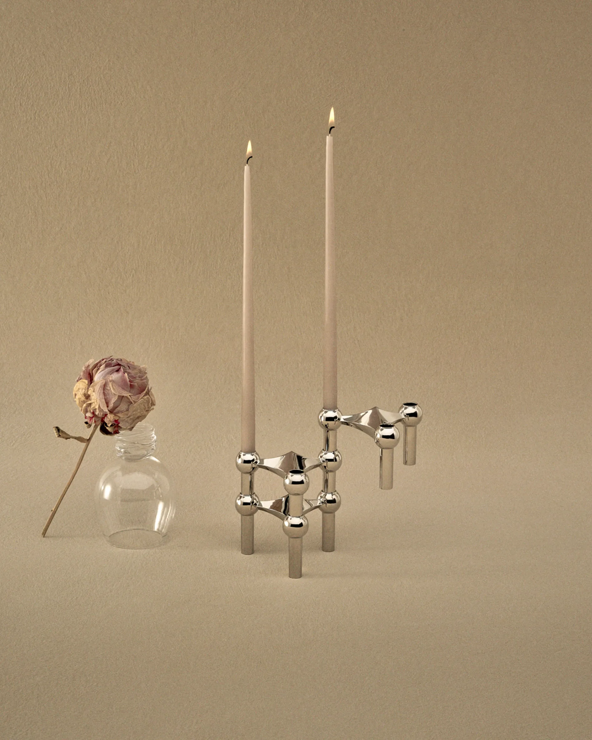 STOFF Nagel lysestake 3-pakning, krom STOFF Nagel