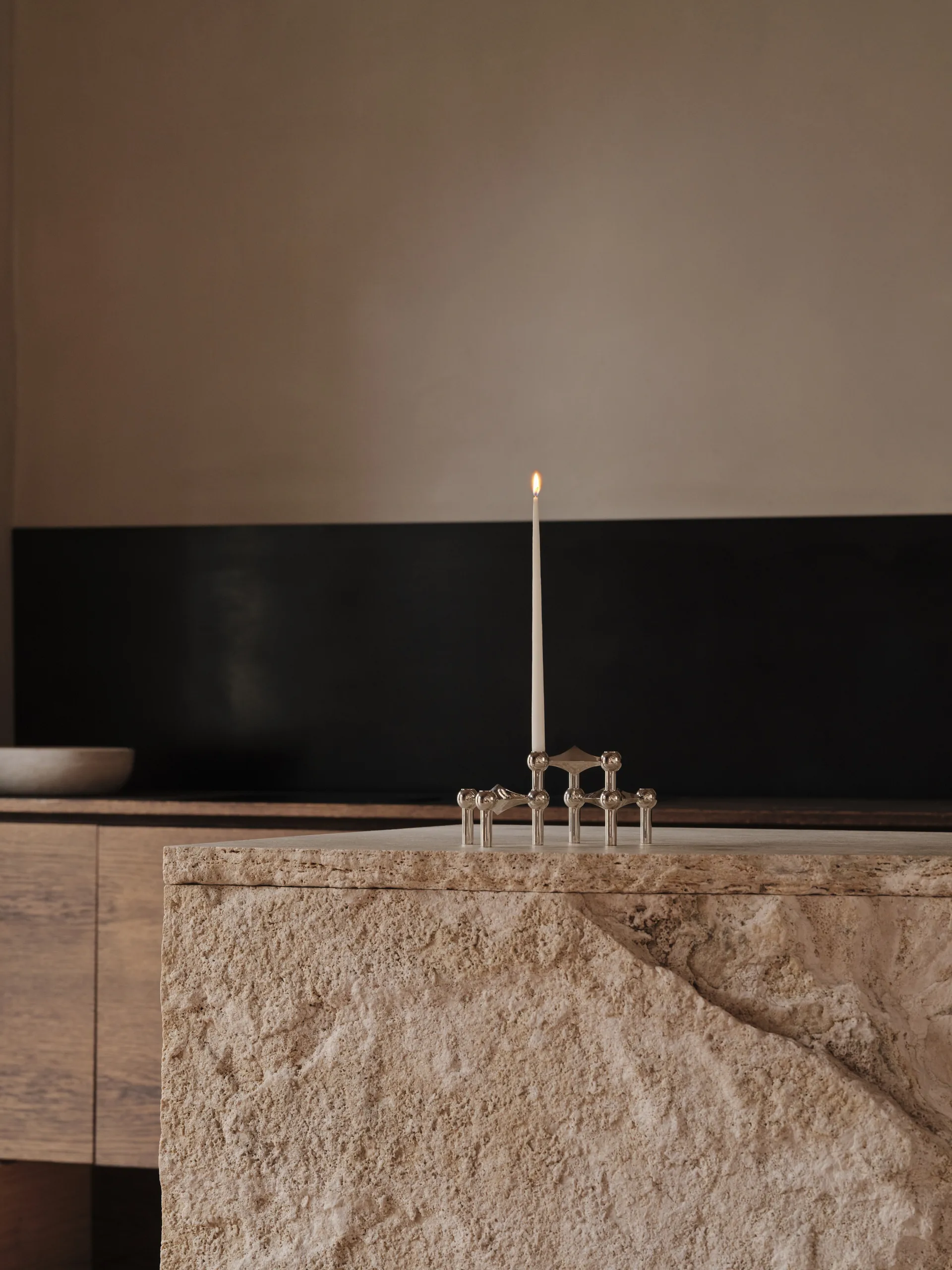 STOFF Nagel lysestake 3-pakning, krom STOFF Nagel