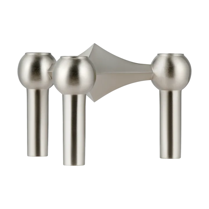 STOFF Nagel lysestake - Børstet krom - STOFF Nagel