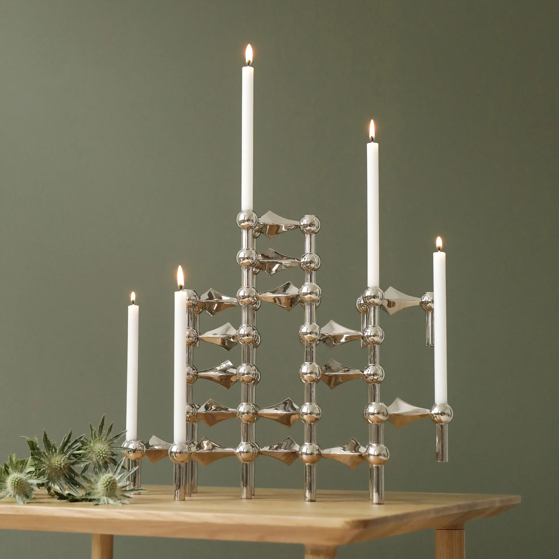 STOFF Nagel lysestake 3-pakning, krom STOFF