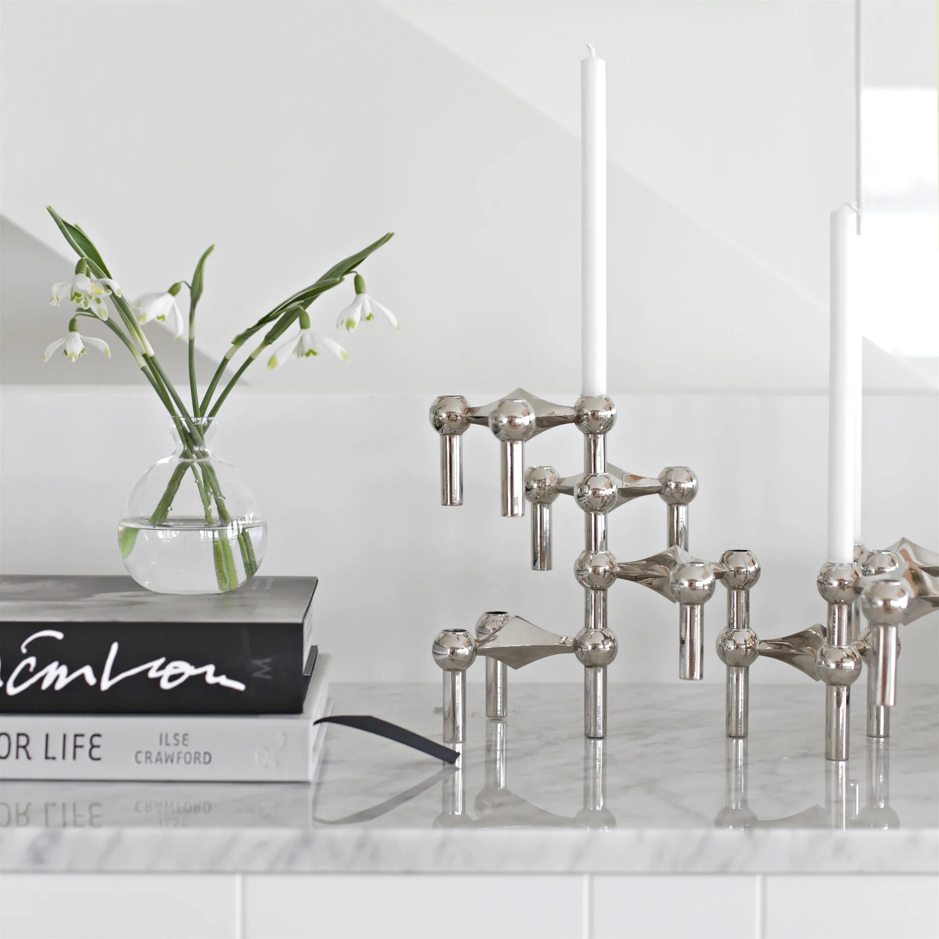 STOFF Nagel lysestake 3-pakning, krom STOFF