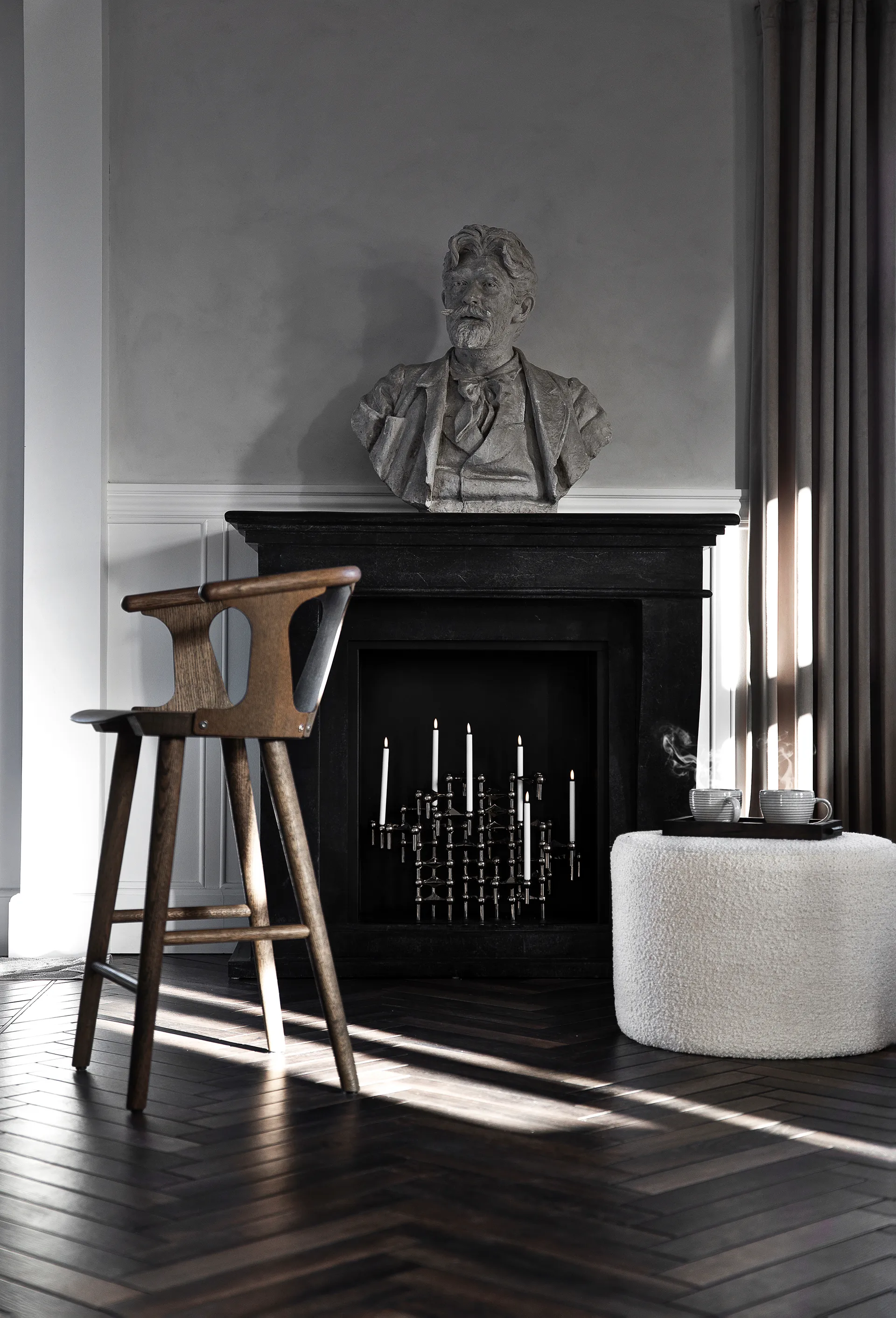 STOFF Nagel lysestake 3-pakning, Svart krom STOFF