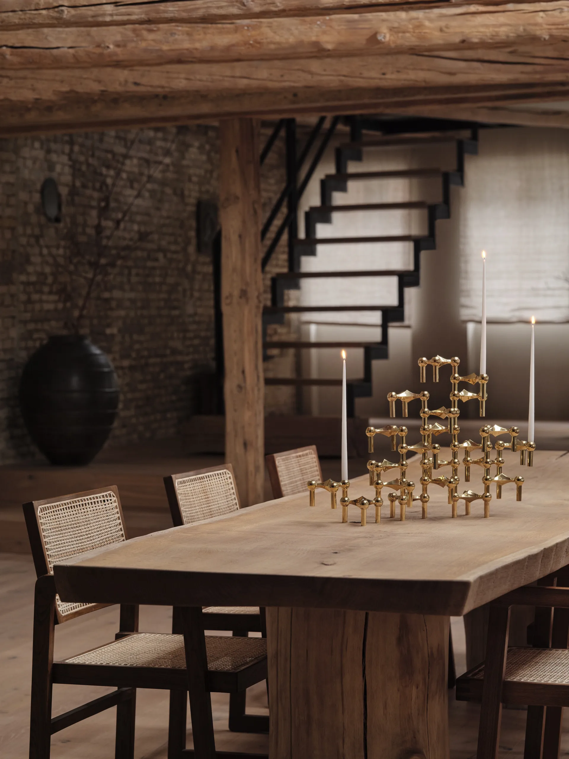 STOFF Nagel lysestake, messing STOFF