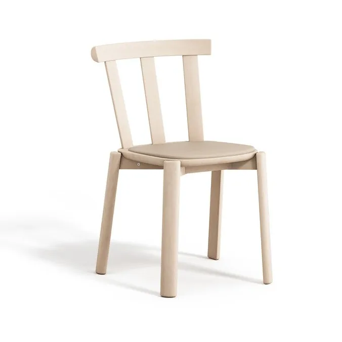 Alt stol kledd sete bjørk, Hallingdal 65-200 beige-lys mattlakk Stolab