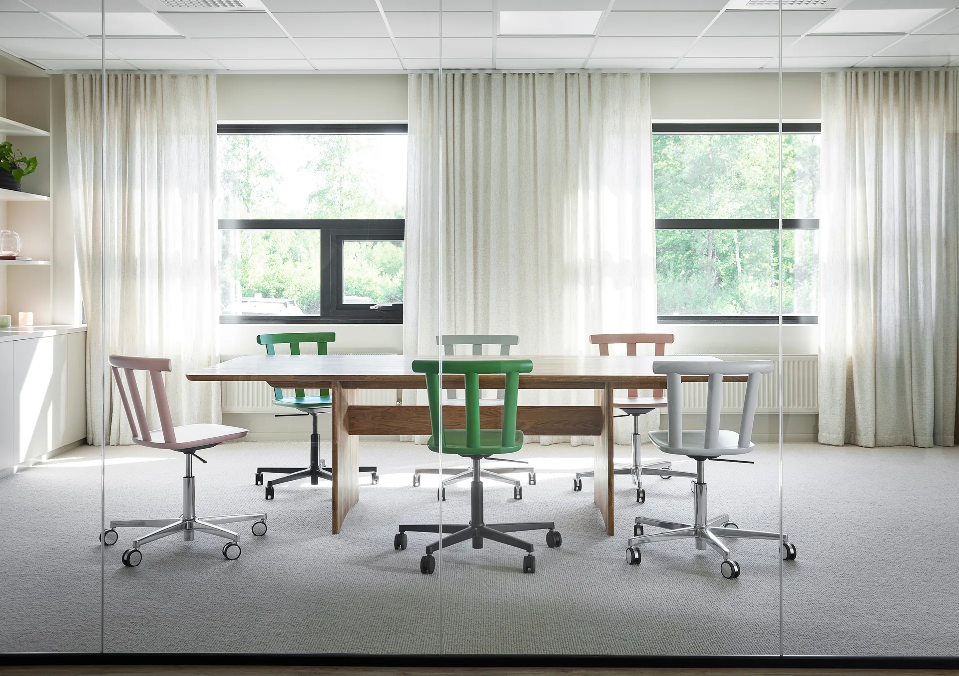 Alt stol svingfot trukket sete bjørk, Hallingdal 65-103 grå/beige-vit 21 Stolab