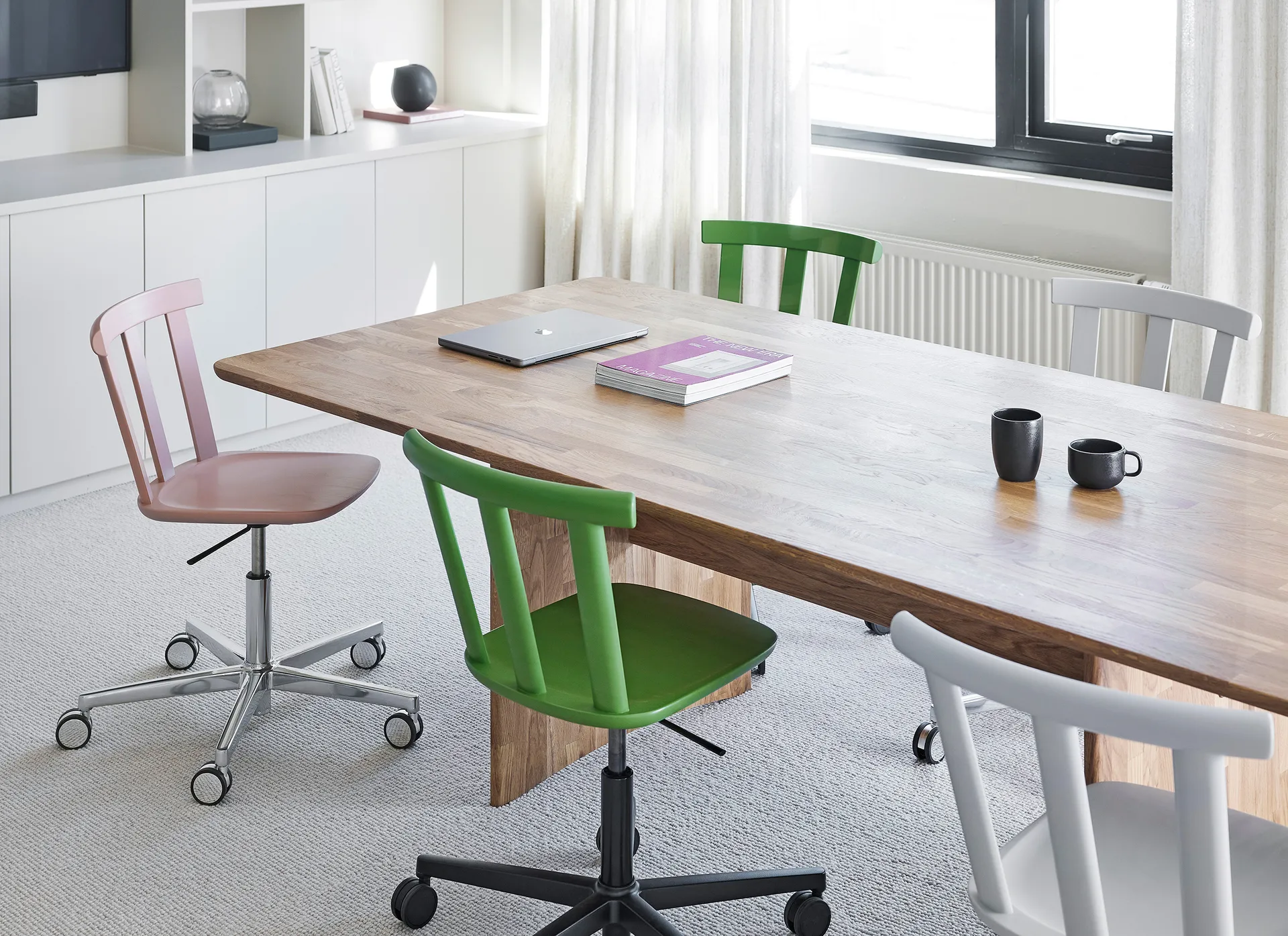 Alt stol svingfot trukket sete bjørk, Vidar 4, 633 pink-malva 27 Stolab