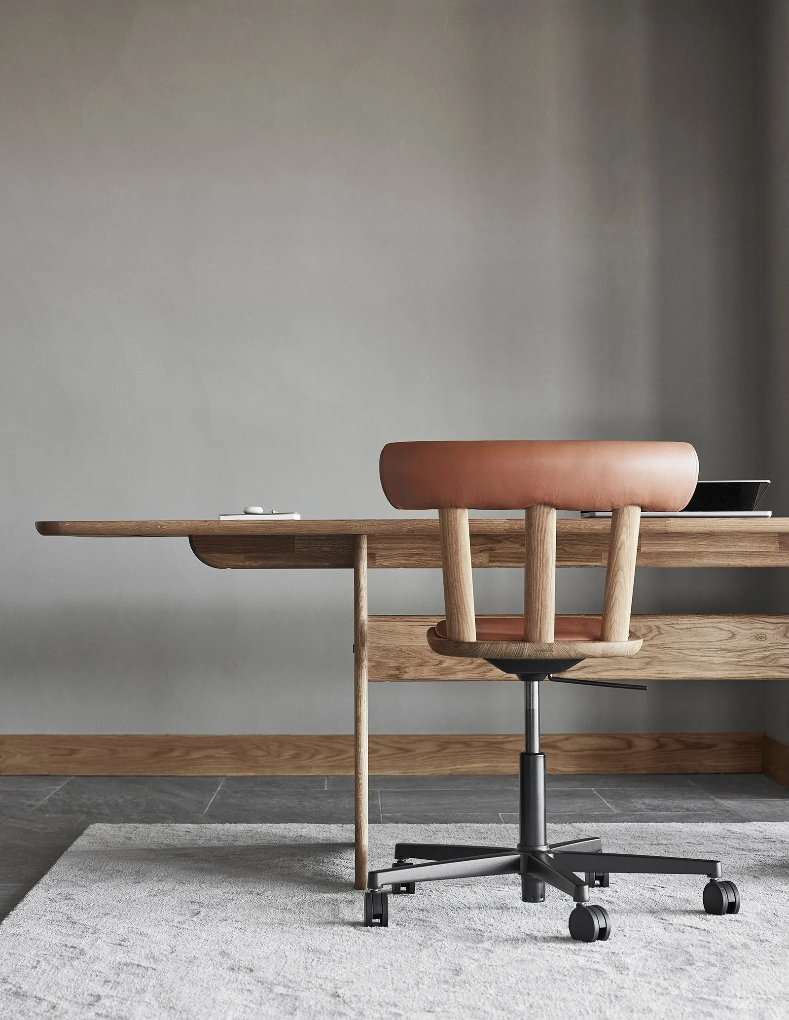 Alt stol svingstativ trukket sete eik, Elmotique 43807-naturlig olje Stolab