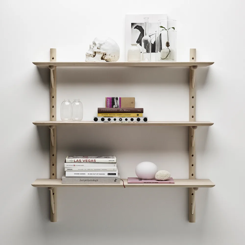 Ikon vegghylle, Bjørk hvitoljet, dyp 28 cm Stolab