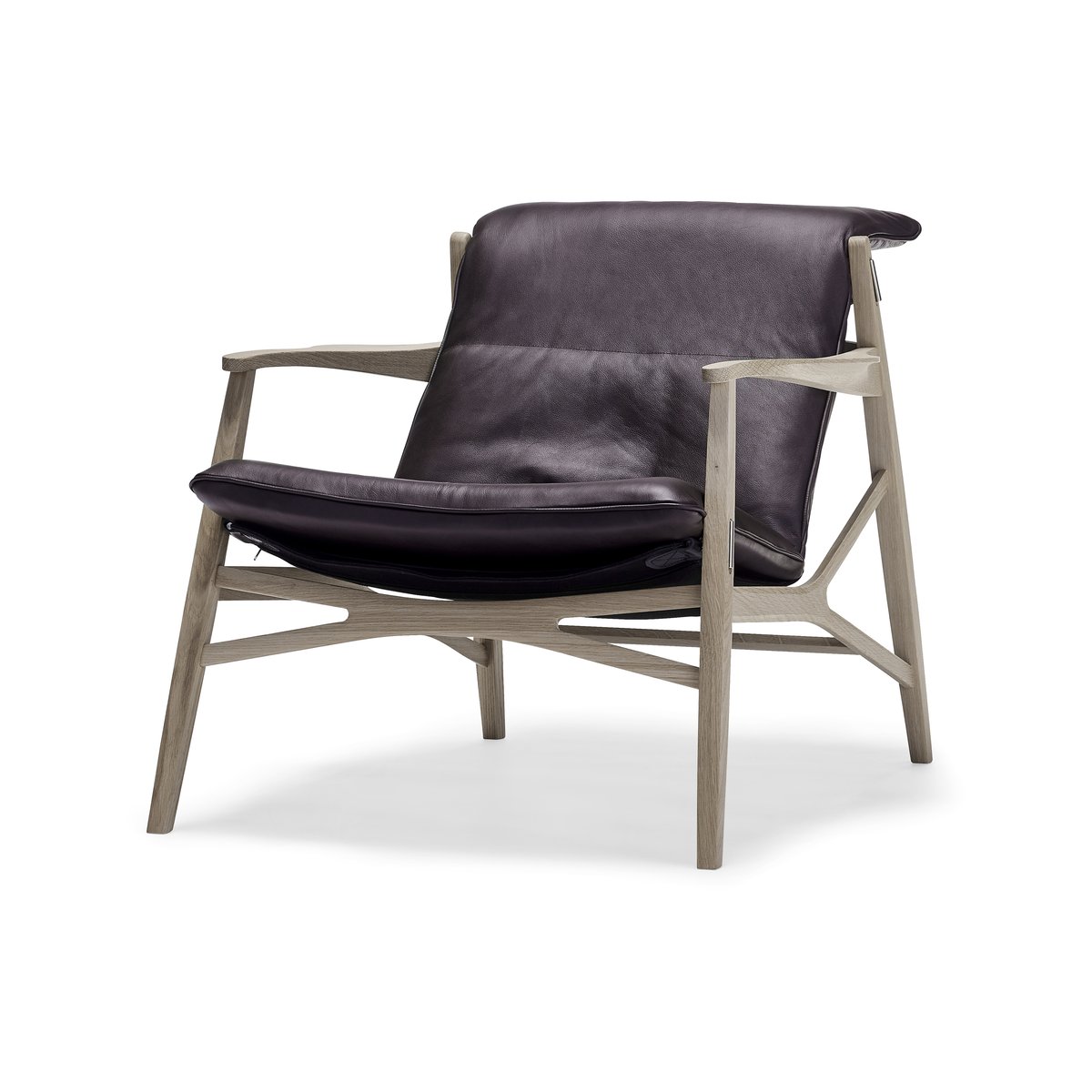 Stolab Link loungestol Skinn mrkebrun, hvitoljet eik, sort canvas