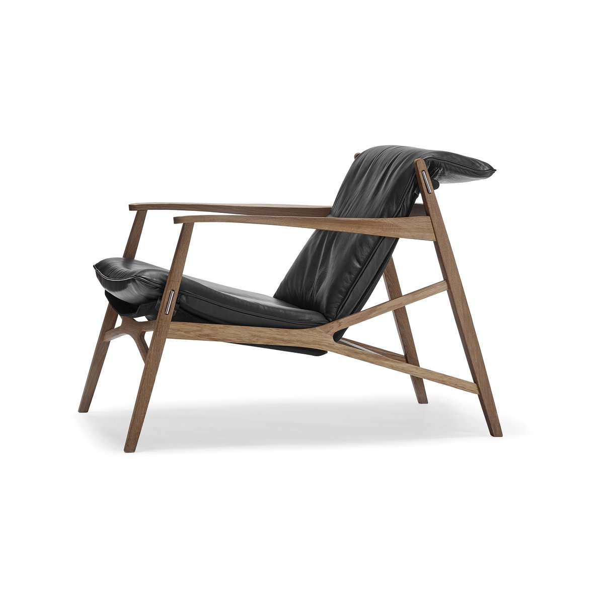 Stolab Link loungestol Sort skinn-naturlig oljet eik-sort canvas
