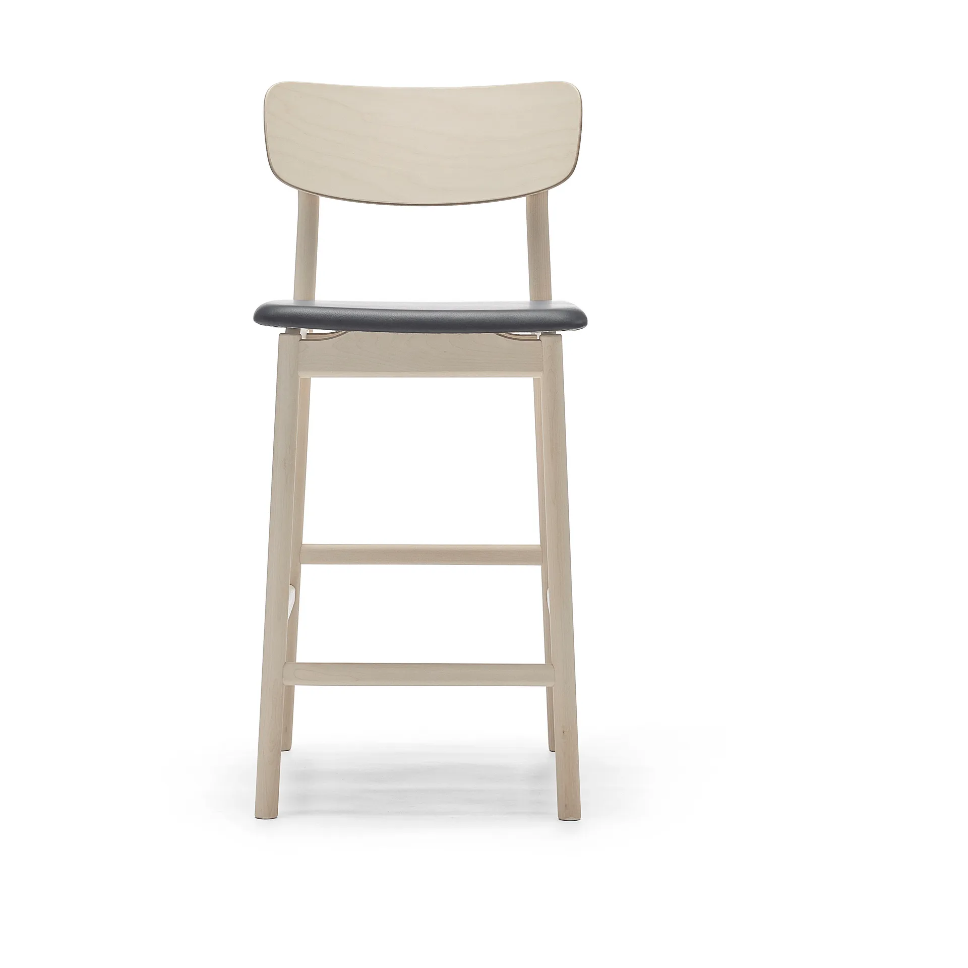 Prima Vista barstol, Skinn elmo, hvitoljet bjørkestativ, 65 cm Stolab