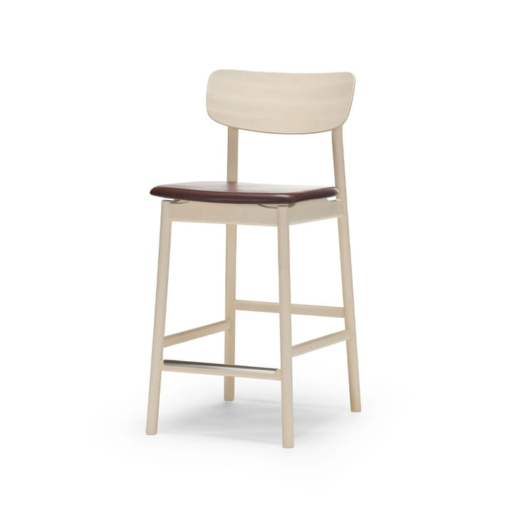 Prima Vista barstol - Skinn elmo mørkebrun-lys mattlakkert bjørkestativ - Stolab