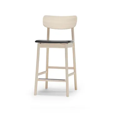 Prima Vista barstol - Skinn elmo sort, lys mattlakkert bjørkestativ - Stolab