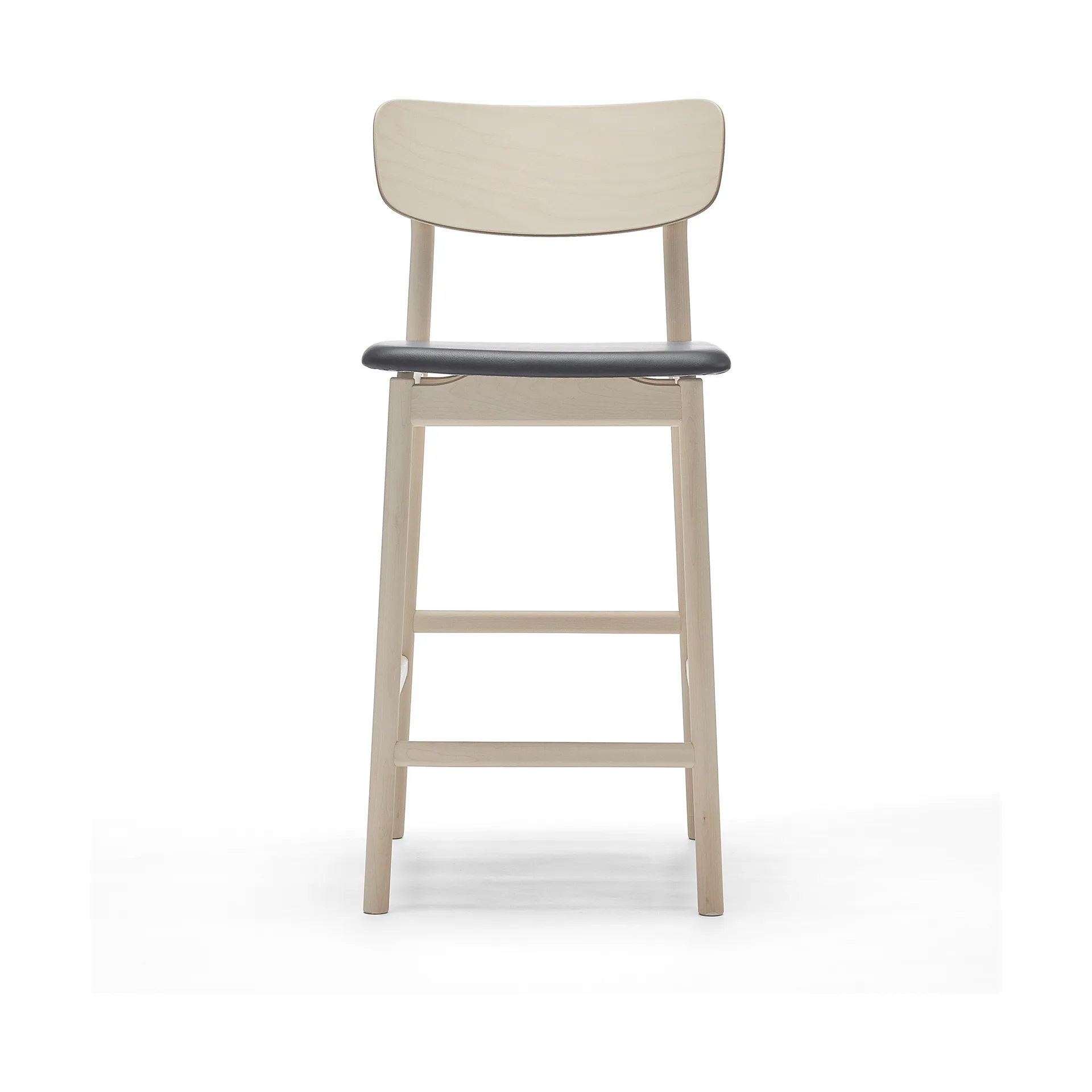 Prima Vista barstol, Skinn Elmosoft sort-lys mattlakkert bjørkestativ, 65 cm Stolab
