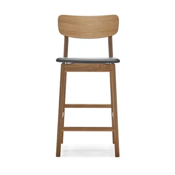 Prima Vista barstol - Skinn Elmosoft sort, naturlig oljet eikestativ, 65 cm - Stolab
