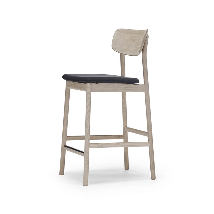 Prima Vista barstol, Stoff blues 9833 sort, hvit oljet eikestativ Stolab