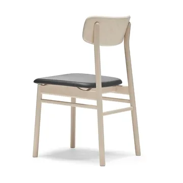 Prima Vista stol bjørk lys matt lakk - Skinn Elmosoft VII 99001 black - Stolab