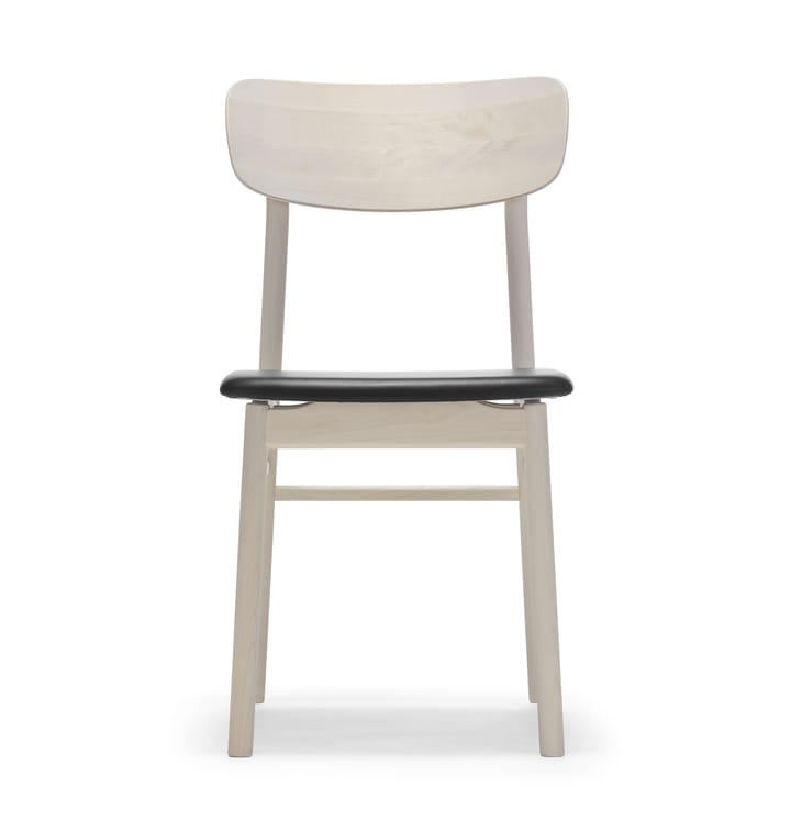 Prima Vista stol hvitoljet bjørk - Skinn elmotique 99001 sort - Stolab