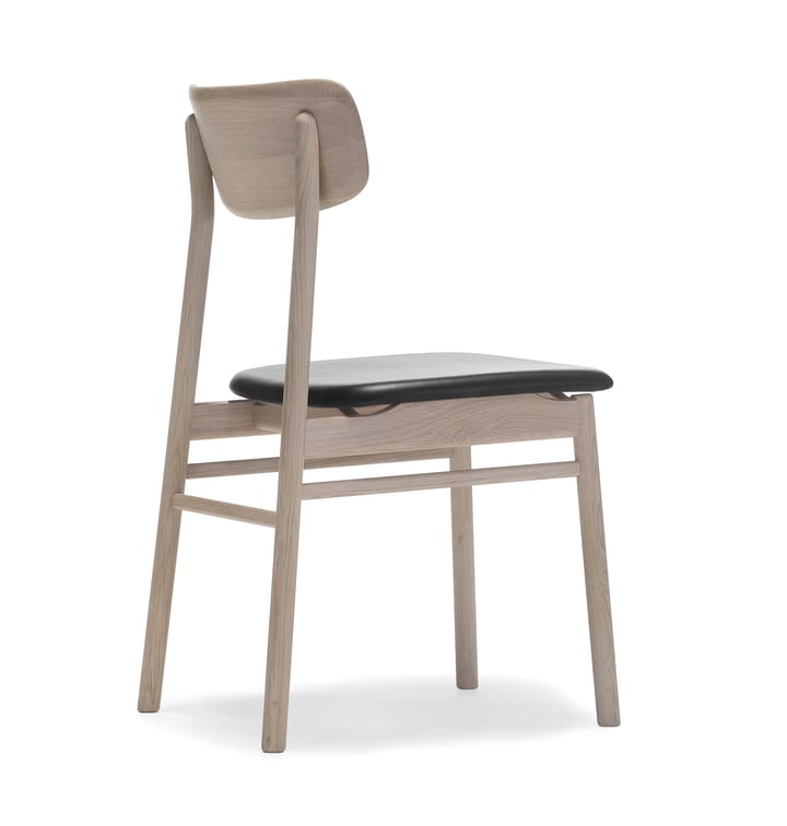 Prima Vista stol hvitoljet eik - Skinn elmotique 99001 sort - Stolab