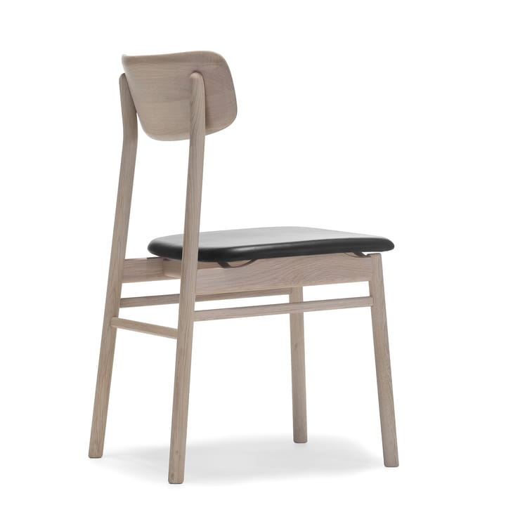 Prima Vista stol hvitoljet eik - Skinn elmotique 99001 sort - Stolab