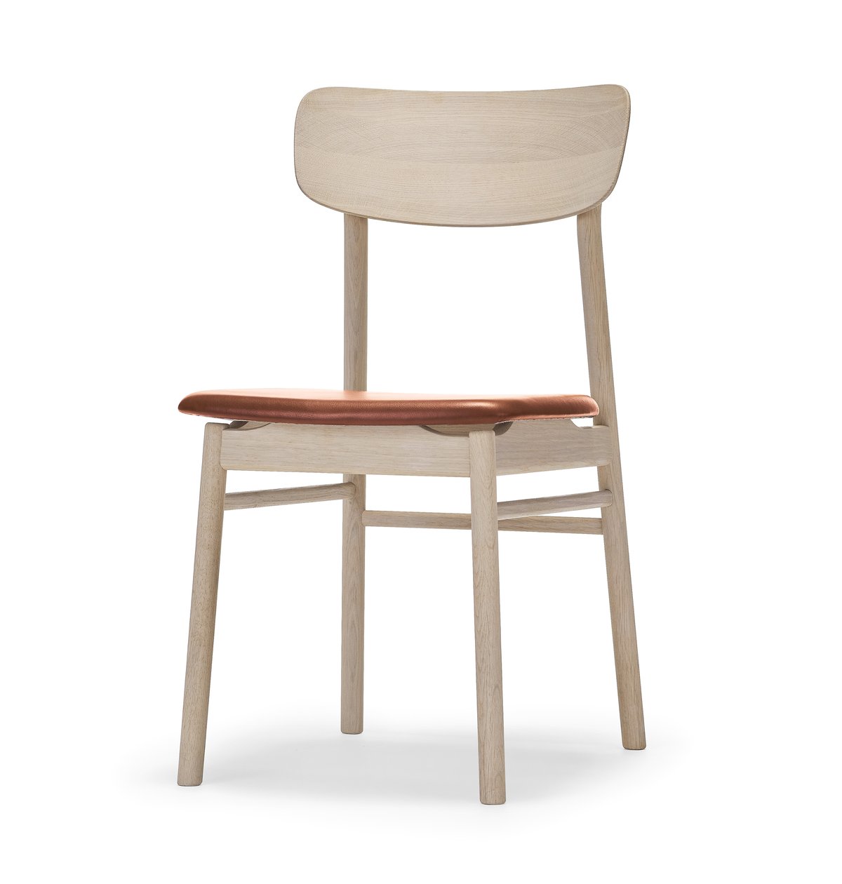Stolab Prima Vista stol lys mattlakkert eik Skinn elmotique 43807 cognac