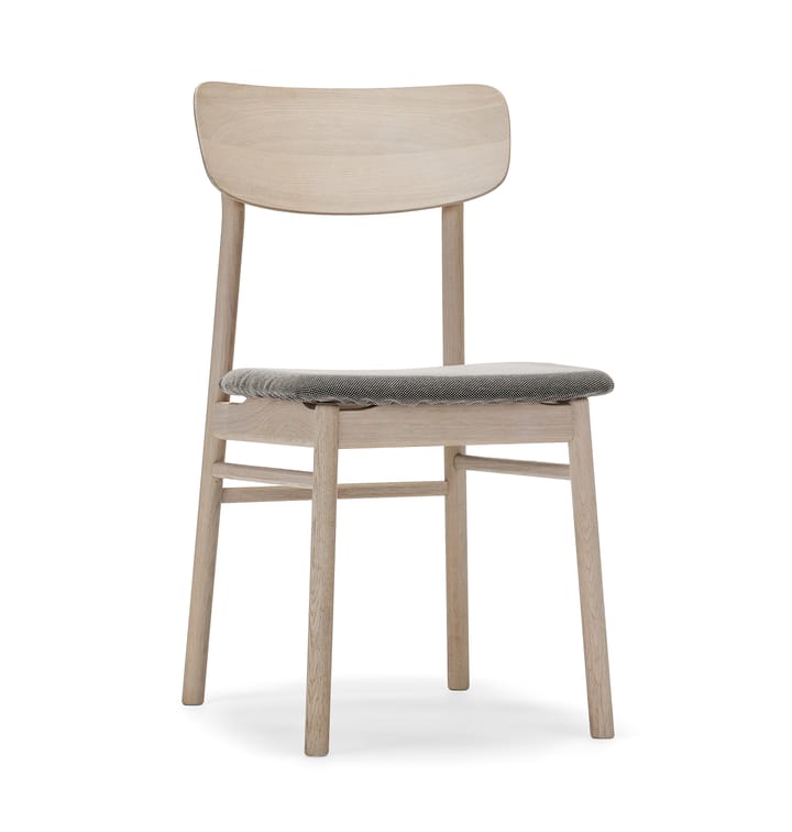 Prima Vista stol lys mattlakkert eik - Tekstil blues 9202 brun-beige - Stolab