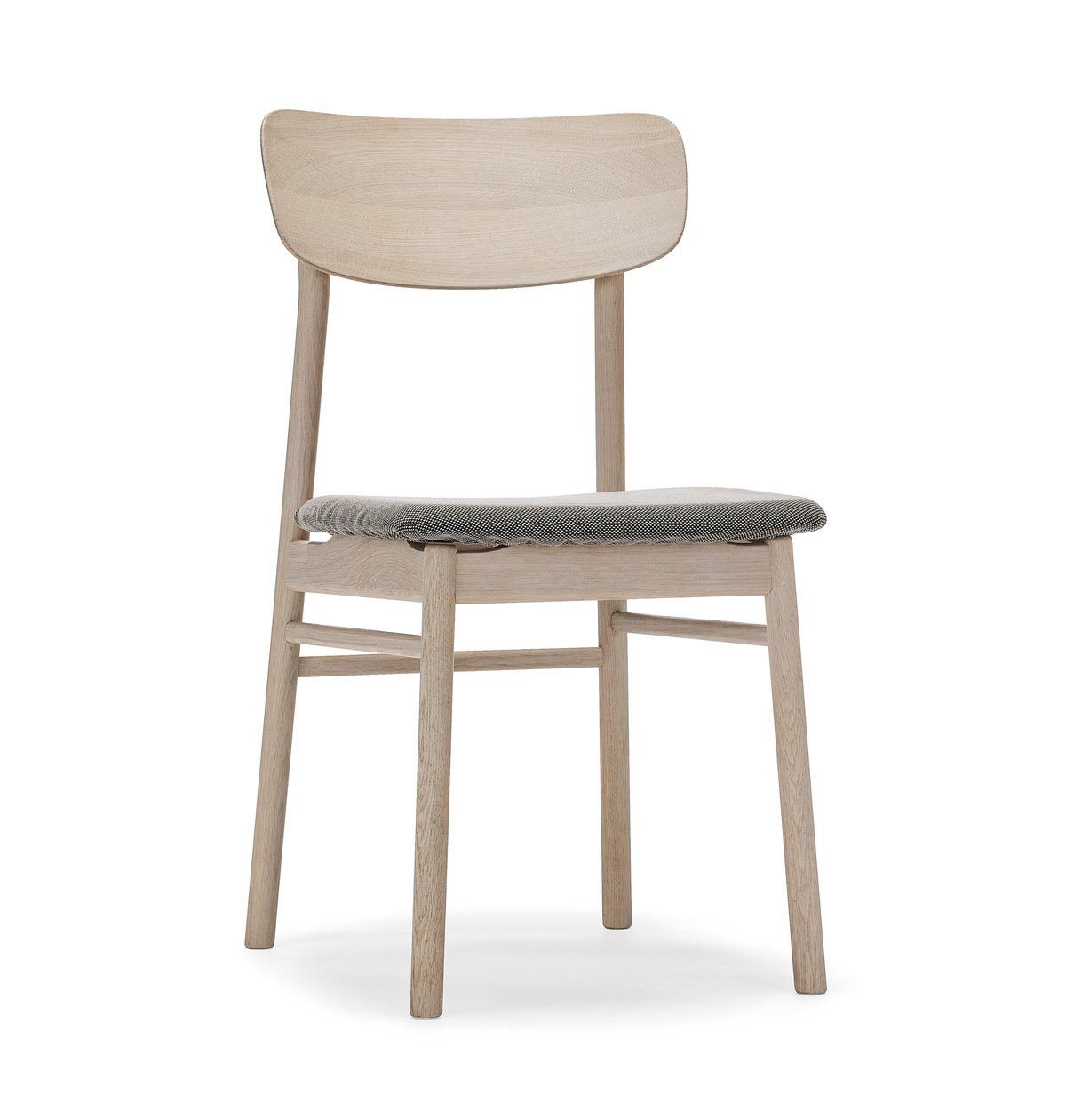 Stolab Prima Vista stol lys mattlakkert eik Tekstil blues 9202 brun-beige