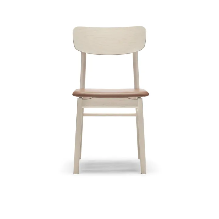 Prima Vista stol - Skinn Elmosoft 43807 cognac-bjørk lys mattlakkert - Stolab