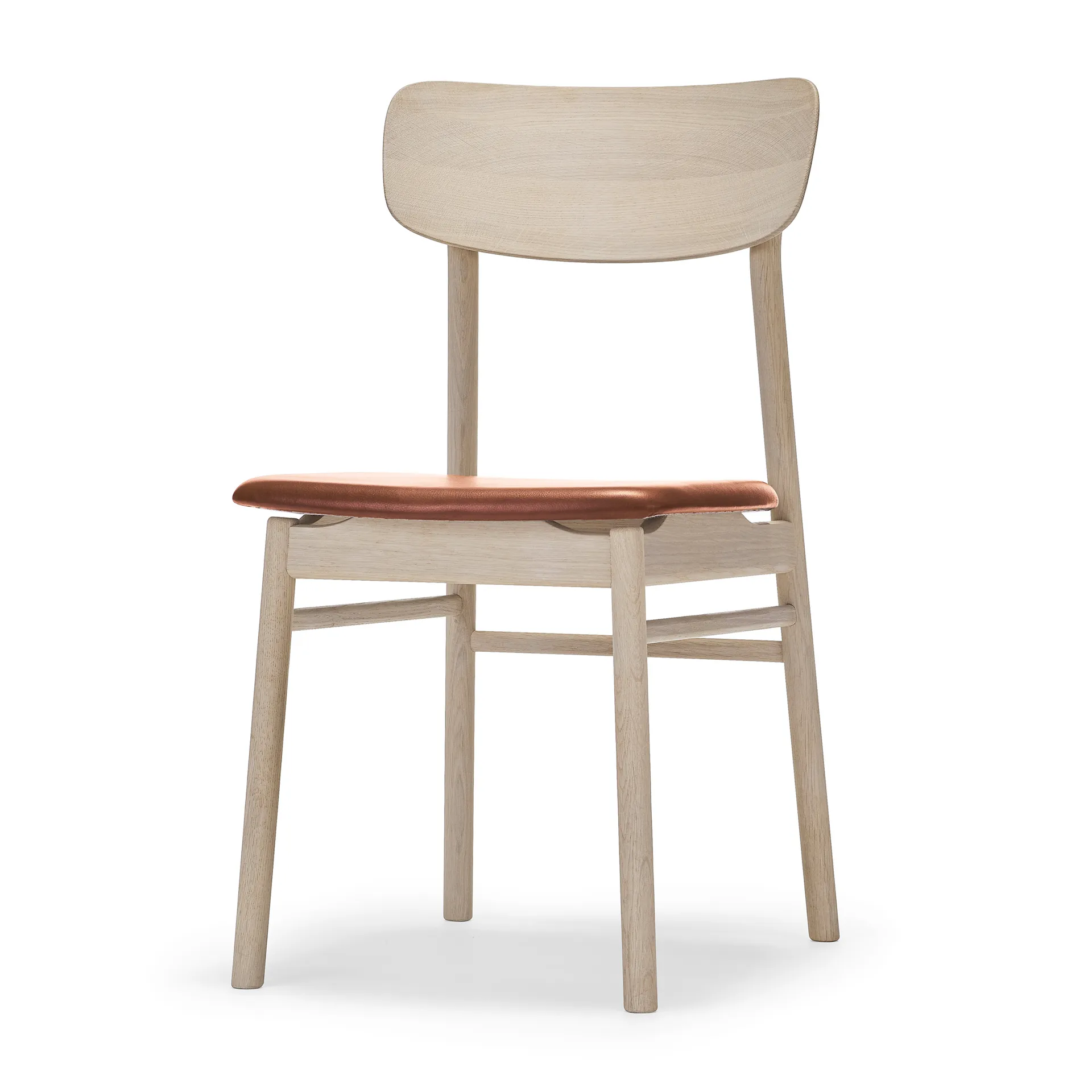 Prima Vista stol, Skinn elmotique 43807 cognac-bjørk lys mattlakkert Stolab