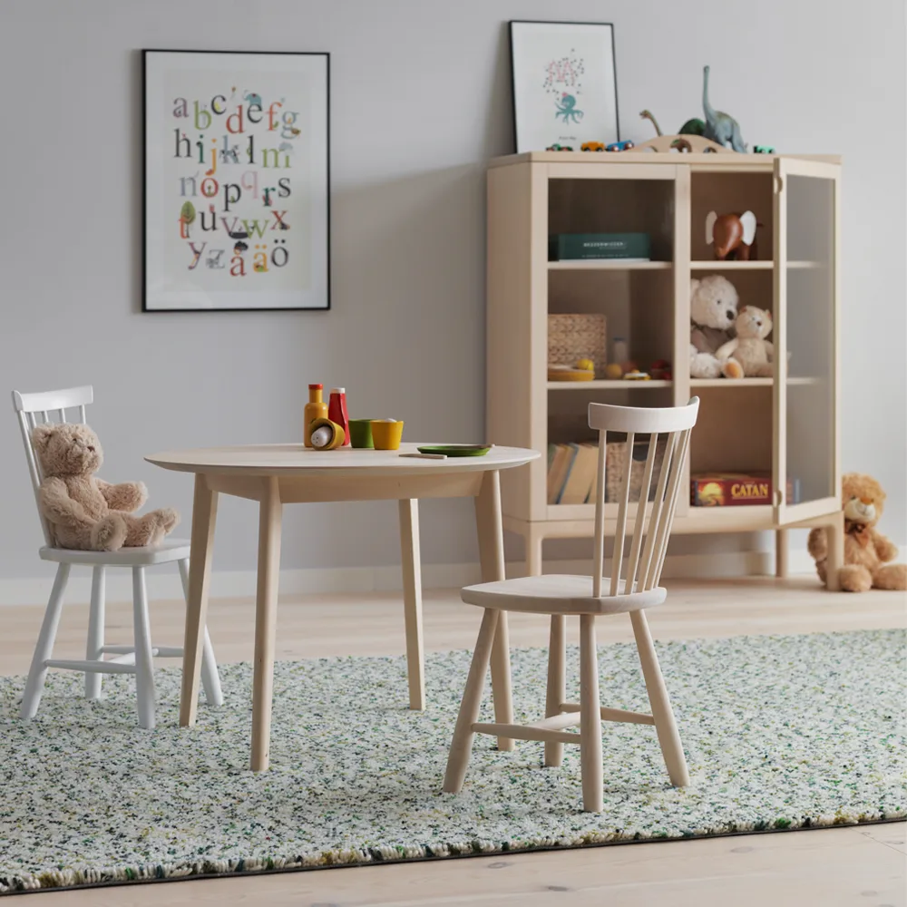 Prio skap høy, Bjørk hvitoljet, glassdør Stolab