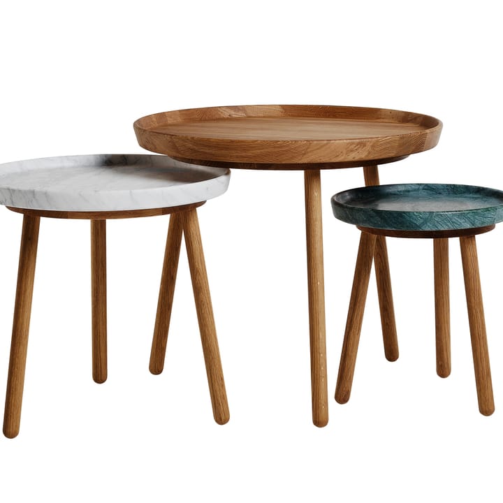 Tureen settbord, Marmor hvit, Ø 52 cm, naturlig oljet eikeben Stolab