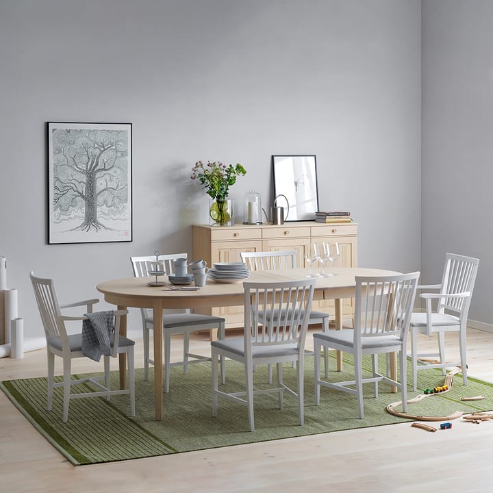 Vardags spisebord 160 x 100 cm, Bjørk lys mattlakkert, 2 ilegg Stolab
