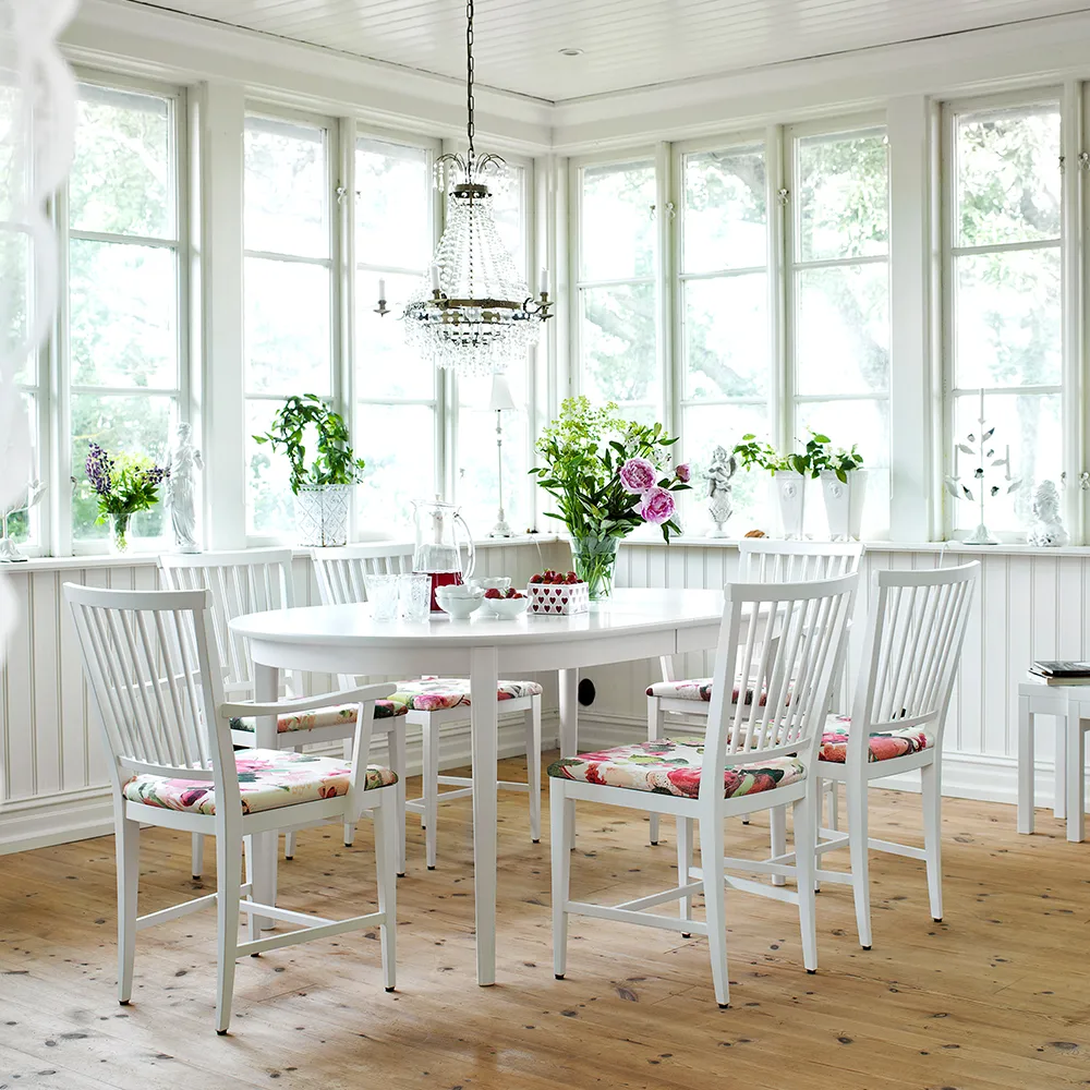 Vardags spisebord 160 x 100 cm, Bjørk lys mattlakkert, 2 ilegg Stolab