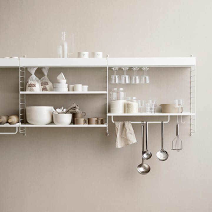 String hylleplate metall, beige, 78x30 cm, høy kant String