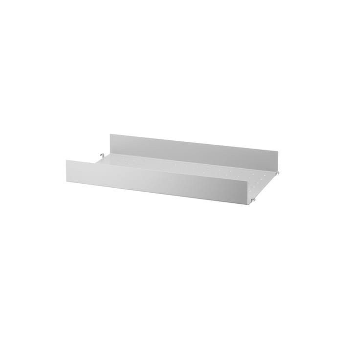String hylleplate metall, grå, 58x30 cm, høy kant String