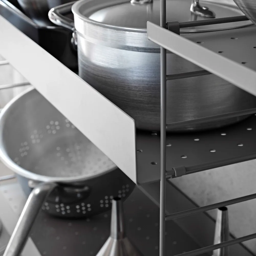 String hylleplate metall, grå, 58x30 cm, lav kant String