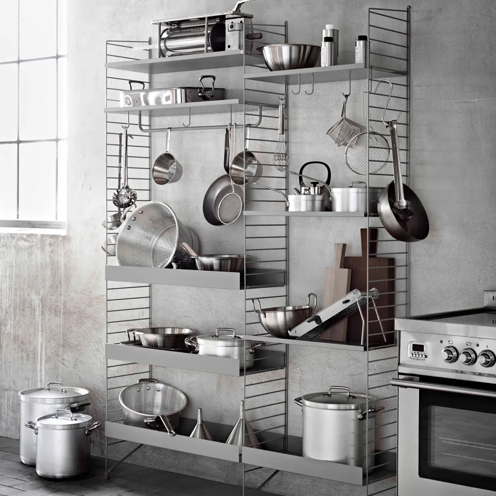 String hylleplate metall, hvit, 78x20 cm, lav kant String