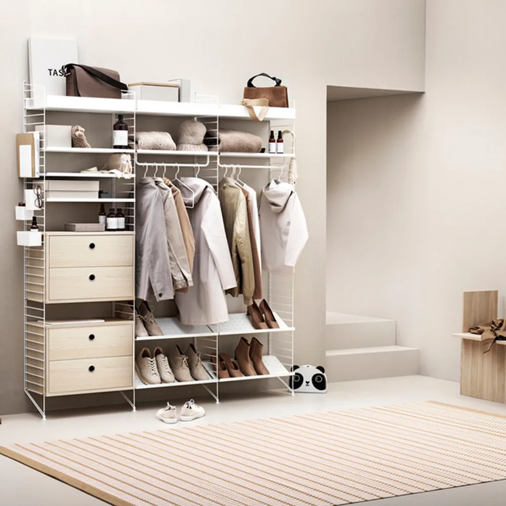 String hylleplate metall, hvit, 78x20 cm, lav kant String