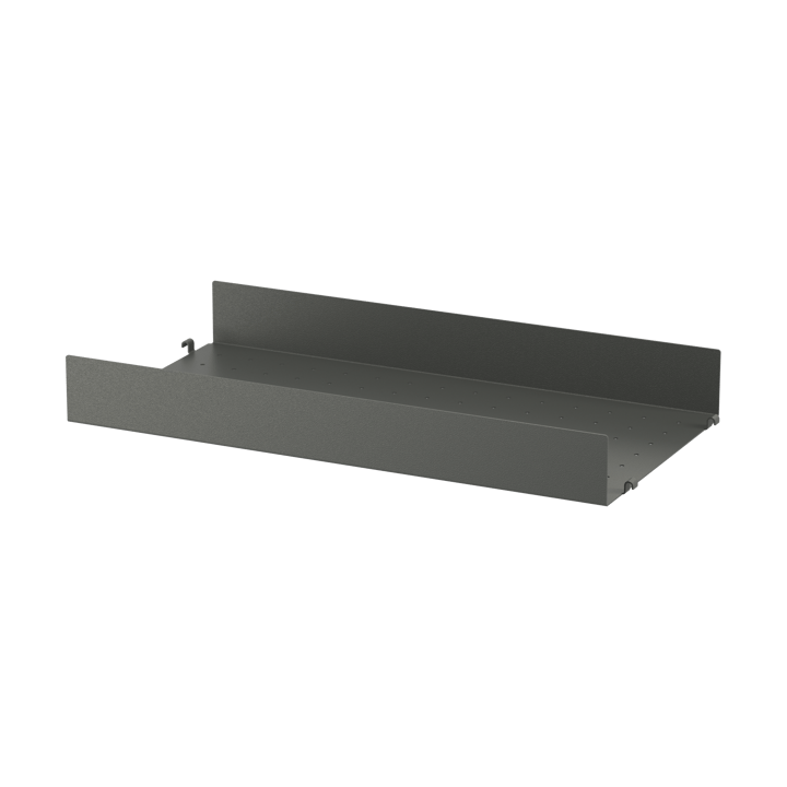 String hylleplate metall - Mørkegrå, 58x30 cm, høy kant - String