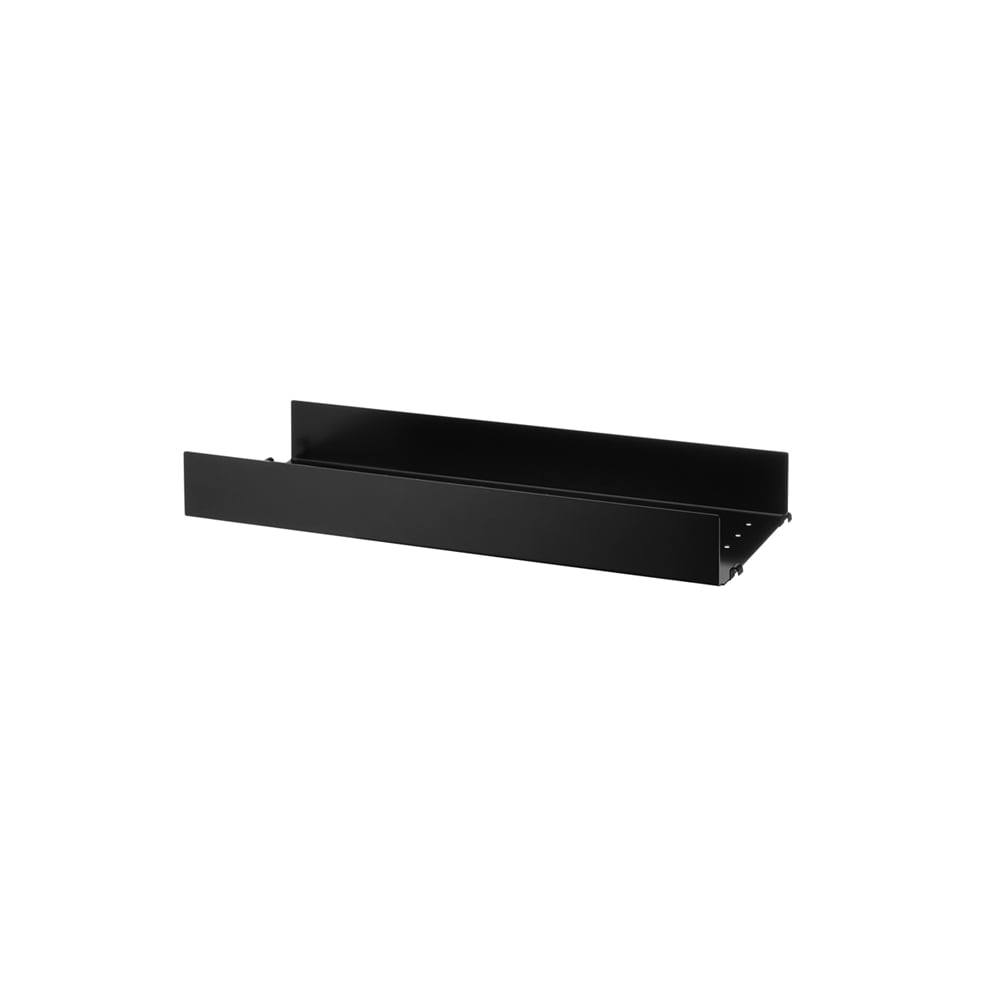 String hylleplate metall svart, 58x20 cm, høy kant | Skandinavisk Design | Hyller & Hyllesystem | Svart