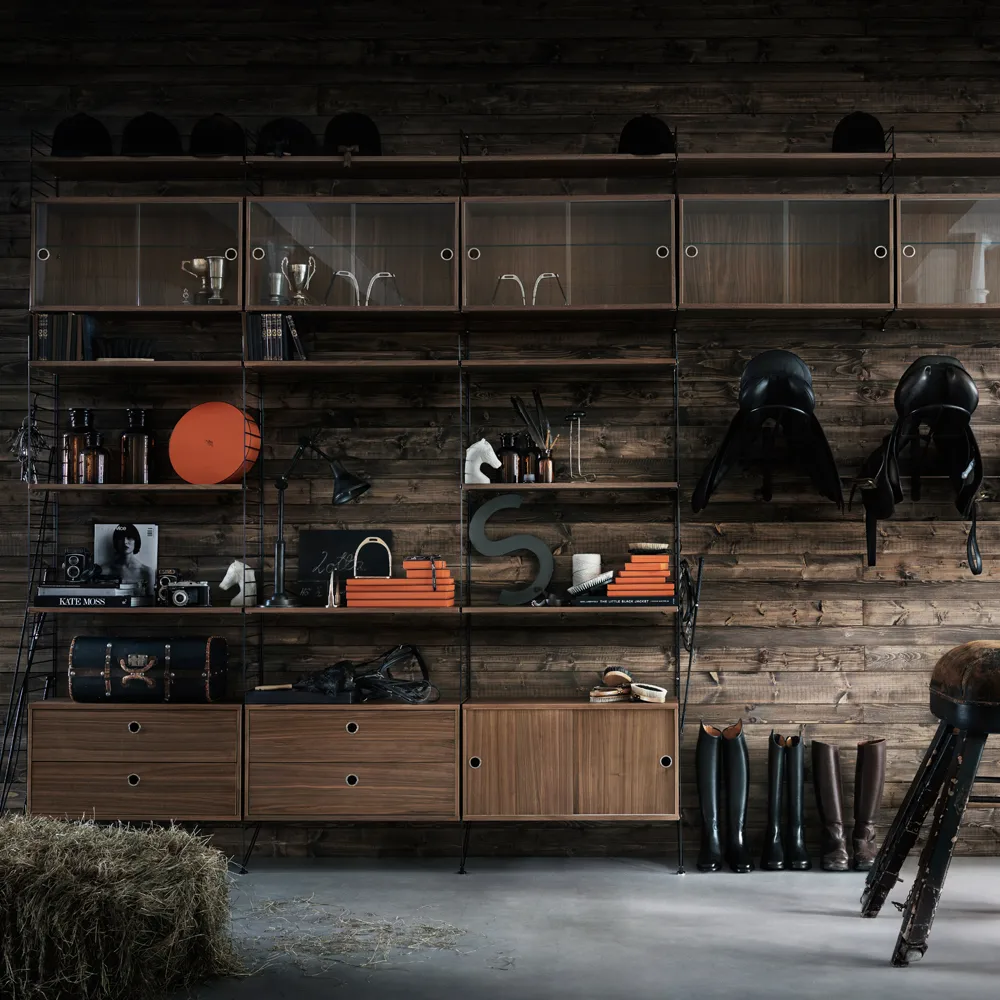 String hylleplate, valnøtt, 58x30 cm, 3-pk String