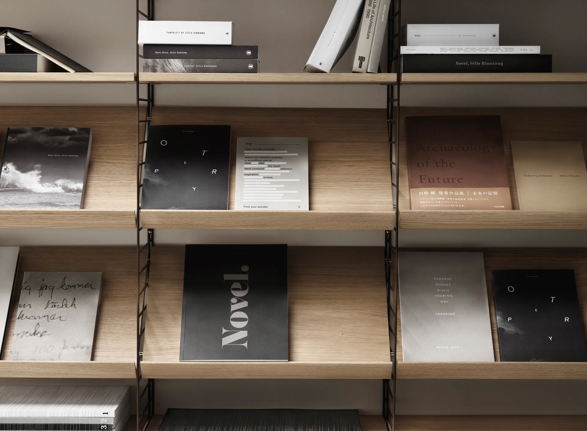 String magasinhylle tre, hvit, 58x30 cm String