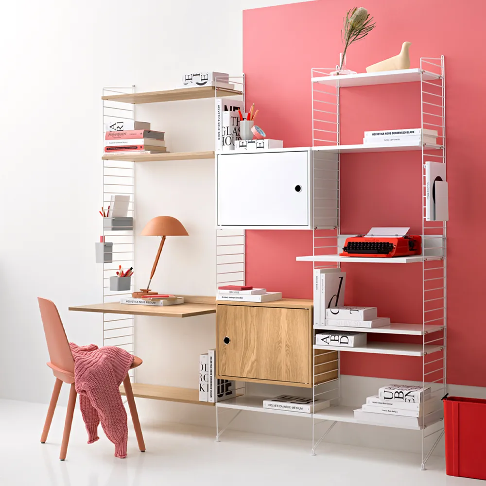 String mediahylle, hvit, 58x47 cm String