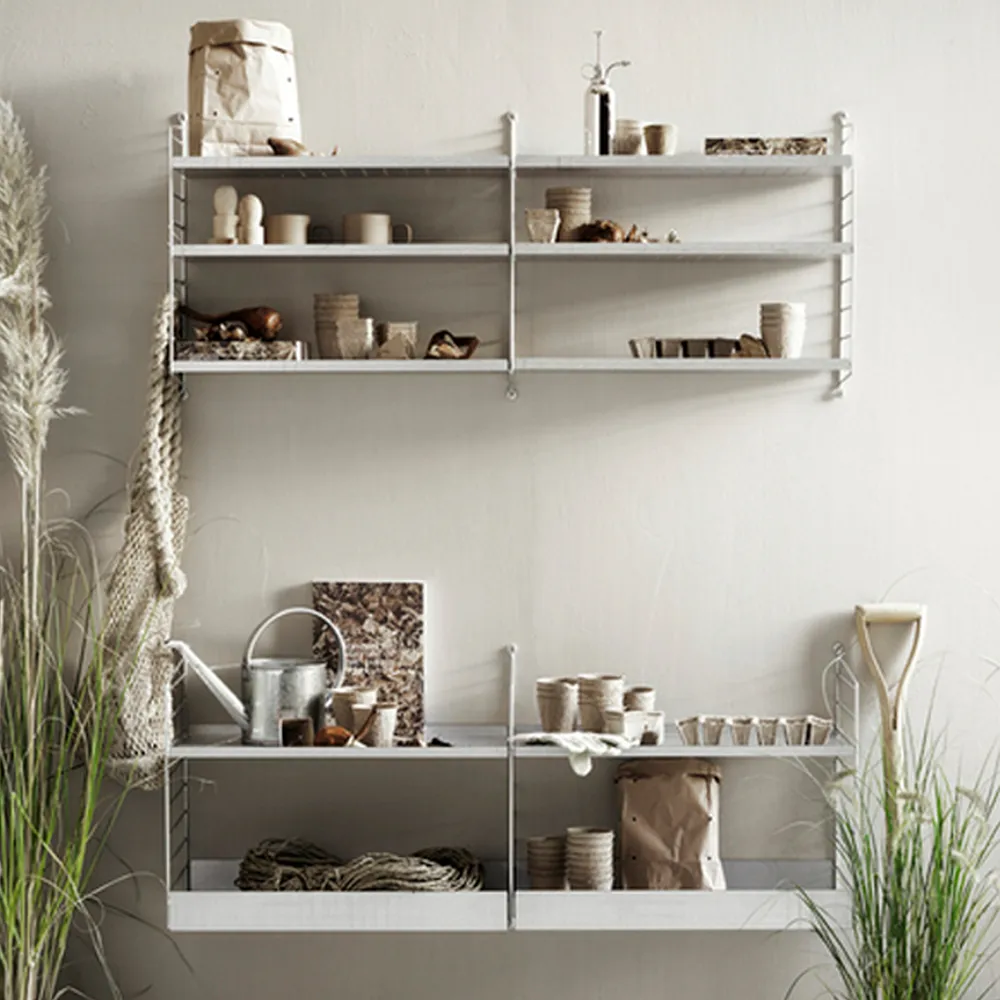 String Outdoor hylleplate, Galvanisert-58x30 cm-lav kant String