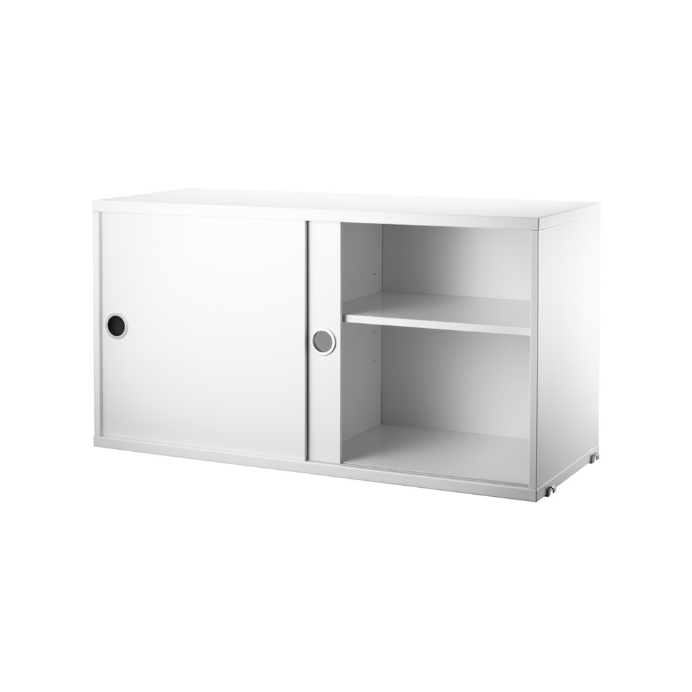 String - Skap med skyvedører 78x30cm hvit - Hyller & Hyllesystem - Nils Strinning - Hvit - MDF/Metall