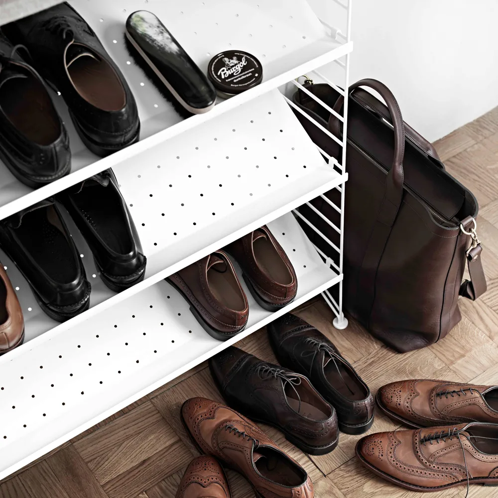 String skohylle metall, hvit, 78x30 cm String