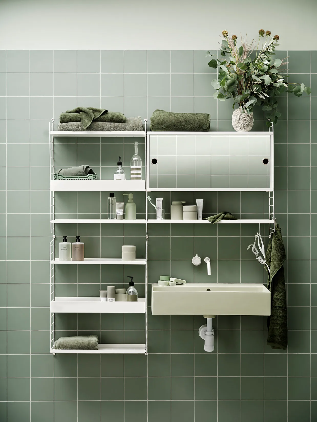 String veggavl, Hvit, 75x20 cm, 2-pakning String