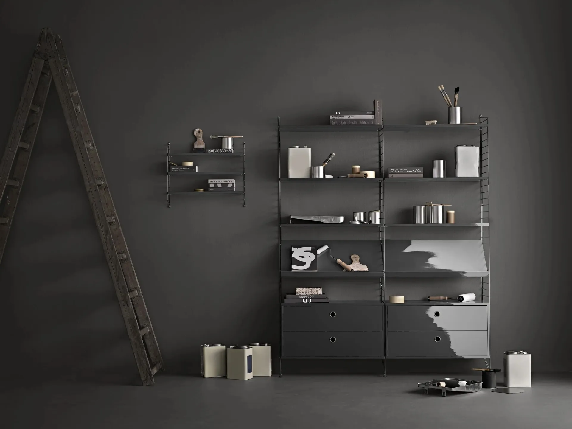 String veggavl, Mørkegrå, 75x20 cm, 1-pakning String