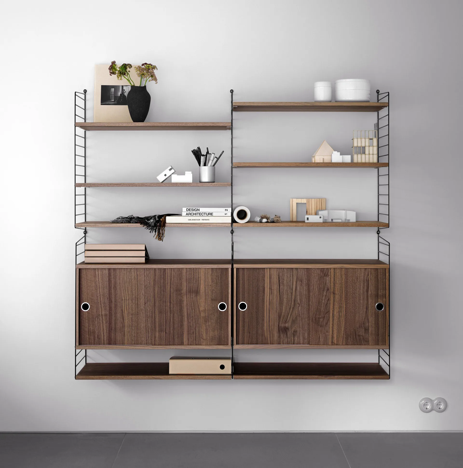 String veggavl, Svart, 75x20 cm, 1-pakning String